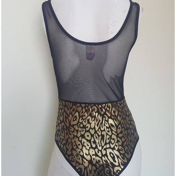 Gold and Black Leopard Print Bodysuit - Picture 6 of 7